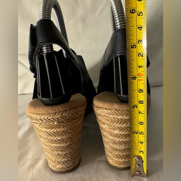 Clarks Lafley Rosen Wedge Leather Women's‎ 8 M Sandals Espadrille Navy Blue - Picture 7 of 10